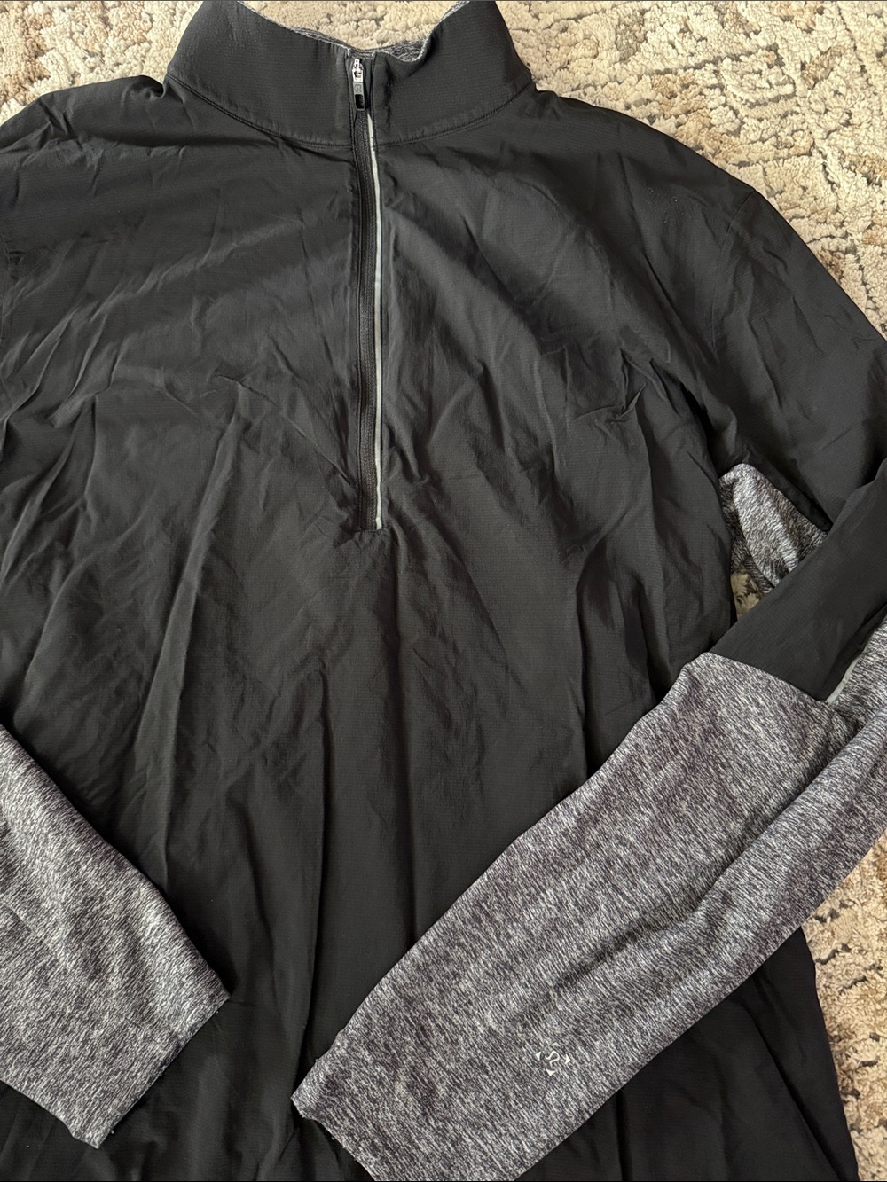 Black Half-Zip Pullover with Heather Gray Sleeves